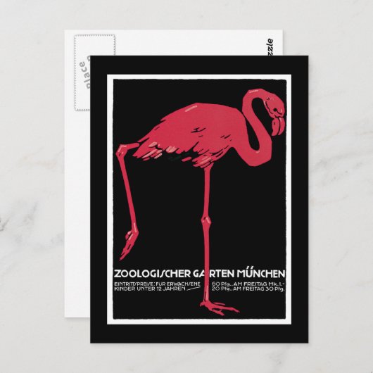 München Zoo, Duits Poster voor het reizen van Vint Briefkaart (Voorkant / Achterkant)