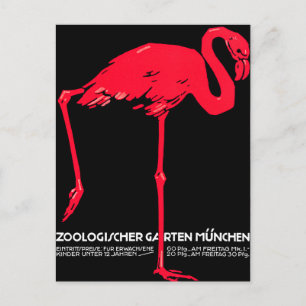 München Zoo Garden Flamingo Travel Art Briefkaart