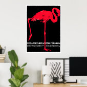 München Zoo Garden Flamingo Travel Art Poster (Thuiskantoor)