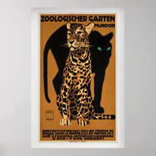 München Zoo - Luipaard door Ludwig Holwein Vintag Poster