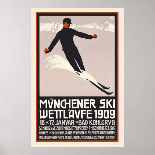 Münchener Ski Garmisch-Partenkirchen Duitsland Poster (Voorkant)