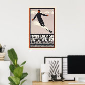 Münchener Ski Garmisch-Partenkirchen Duitsland Poster (Thuiskantoor)