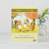 Munching Eekhoorns Kids Verjaardagsfeestje Kaart (Staand voorkant)