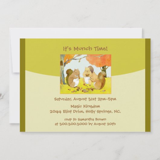 Munching Eekhoorns Kids Verjaardagsfeestje Kaart (Achterkant)