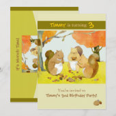 Munching Eekhoorns Kids Verjaardagsfeestje Kaart (Voorkant / Achterkant)