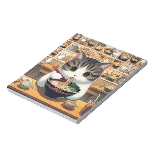 Munchkin Cat Eating Ramen Notitieblok (Linkerzijde)