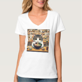 Munchkin Cat Eating Ramen T-shirt