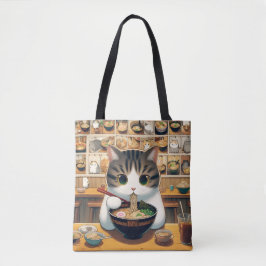 Munchkin Cat Eating Ramen Tote Bag