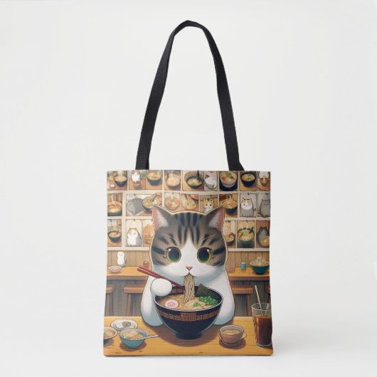 Munchkin Cat Eating Ramen Tote Bag (Voorkant)