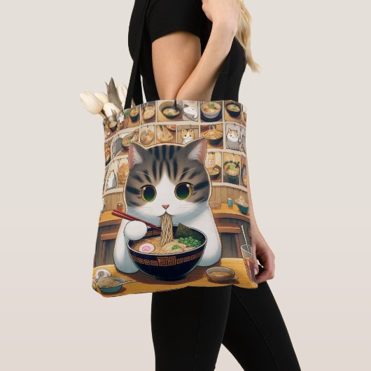 Munchkin Cat Eating Ramen Tote Bag (Dichtbij)