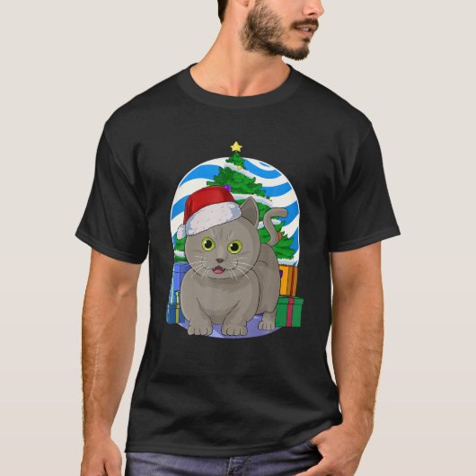 Munchkin Cat Funny Santa-kerstboomdecor T-shirt (Voorkant)