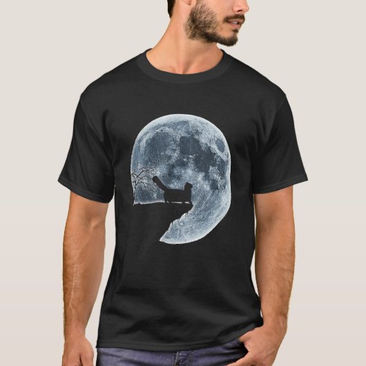 Munchkin Cat Halloween Costume Moon Silhouette T-shirt (Voorkant)