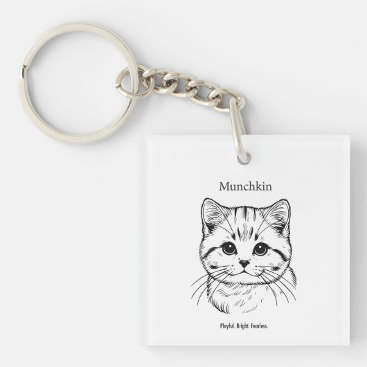Munchkin Cat Portrait Sleutelhanger (Voorkant)