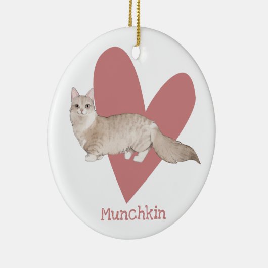 Munchkin Cat Waterverf Kat Roze hart Keramisch Ornament (Rechts)