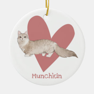 Munchkin Cat Waterverf Kat Roze hart Keramisch Ornament
