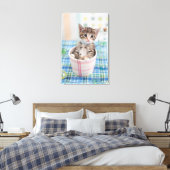 Münchkin Kitten met lint Canvas Afdruk (Insitu (Slaapkamer))