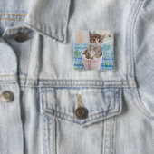 Münchkin Kitten met lint Vierkante Button 5,1 Cm (In situ)