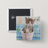 Münchkin Kitten met lint Vierkante Button 5,1 Cm (Voorkant /achterkant)
