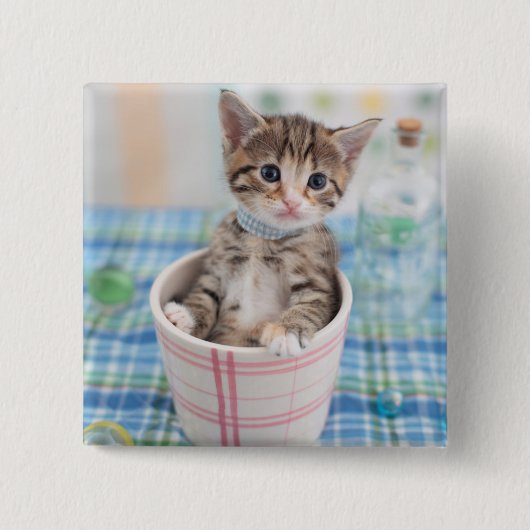 Münchkin Kitten met lint Vierkante Button 5,1 Cm (Voorkant)