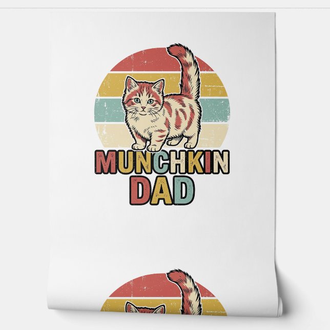 Munchkin Papa Retro Kattenliefhebber Vector T-shir Behang (Afrollen)