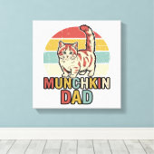 Munchkin Papa Retro Kattenliefhebber Vector T-shir Canvas Afdruk (Insitu (Houten vloer))