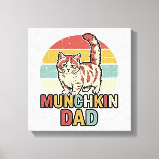 Munchkin Papa Retro Kattenliefhebber Vector T-shir Canvas Afdruk (Voorkant)