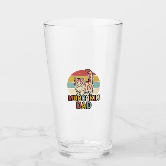 Munchkin Papa Retro Kattenliefhebber Vector T-shir Glas (Voorkant)