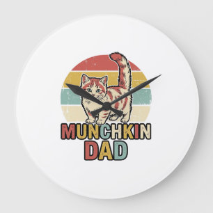 Munchkin Papa Retro Kattenliefhebber Vector T-shir Grote Klok