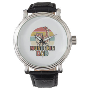 Munchkin Papa Retro Kattenliefhebber Vector T-shir Horloge