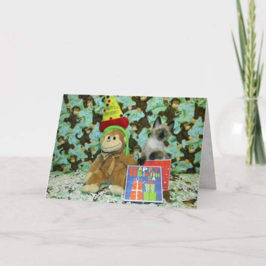 Munch's Birthday Wishes - Siamese Cat / Kitten Kaart (Voorkant)