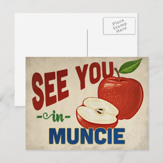 Muncie Indiana Apple - Vintage Travel Briefkaart (Voorkant / Achterkant)