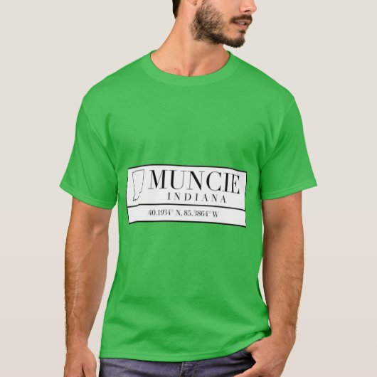 Muncie Indiana Coördinaten Oversized T-shirt (Voorkant)