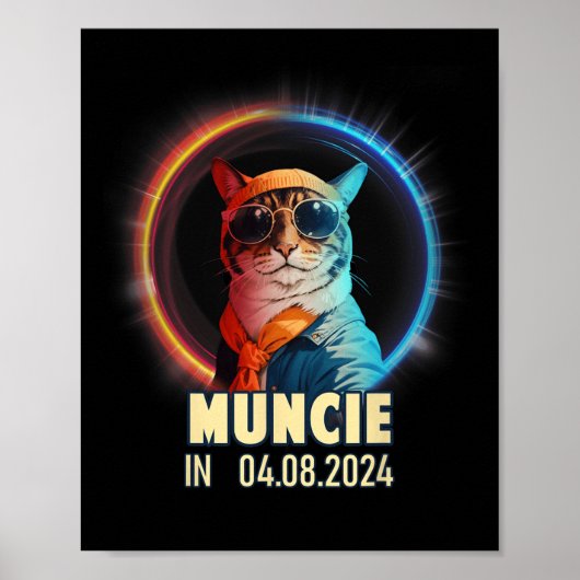 Muncie Indiana Totale Zonsverduistering 2024 Poster (Voorkant)