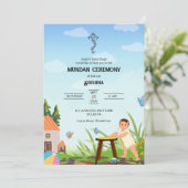 Mundan Ceremonie Kaart (Staand voorkant)