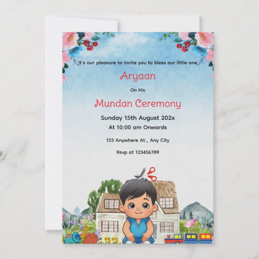 mundan ceremonie mobiele uitnodiging (Voorkant)