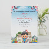 mundan ceremonie mobiele uitnodiging (Staand voorkant)