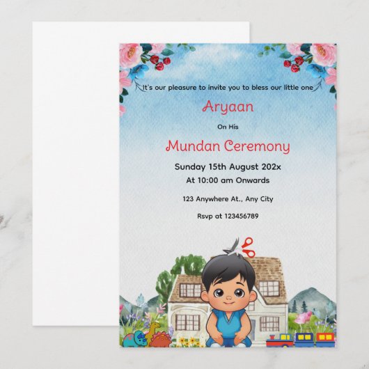 mundan ceremonie mobiele uitnodiging (Voorkant / Achterkant)