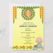 Mundan Ceremony Ganesha Logo Minimal Floral Kaart (Voorkant)