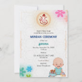 Mundan Ceremony Ganesha Logo Minimal Floral Kaart (Voorkant)