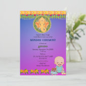 Mundan Ceremony Ganesha Logo Minimal Floral Kaart (Staand voorkant)