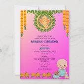 Mundan Ceremony Ganesha Logo Minimal Floral Kaart (Voorkant)