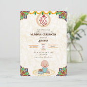 Mundan Ceremony Ganesha logo Royal Golden & Blauwg Kaart (Staand voorkant)