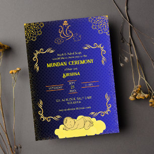 Mundan Ceremony Ganesha logo Royal Golden & Blauwg Kaart