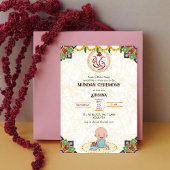 Mundan Ceremony Ganesha logo Royal Golden & Blauwg Kaart