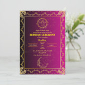 Mundan Ceremony Ganesha logo Royal Golden & Pink Kaart (Staand voorkant)