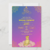 Mundan Ceremony Ganesha logo Royal Golden & Pink Kaart (Voorkant)