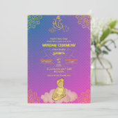 Mundan Ceremony Ganesha logo Royal Golden & Pink Kaart (Staand voorkant)