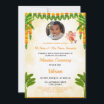 Mundan (Hair Cutting) Ceremonie Uitnodiging Kaart<br><div class="desc">Een Mundanceremonie, ook wel bekend als de eerste haarknipceremonie, is een belangrijke hindoetraditie die de zuivering van een kind symboliseert. Of u nu een eenvoudige familiebijeenkomst of een groot feest plant. Maak uw Mundan Ceremony vieringen speciaal met deze Indiase traditioneel design kaart. Deze uitnodiging sjabloon kunt u kopen als digitale...</div>