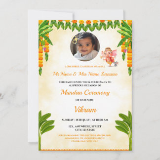 Mundan (Hair Cutting) Ceremonie Uitnodiging Kaart