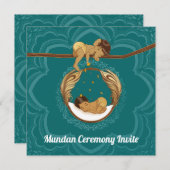 Mundan sanskaar ceremonie uitnodiging voor een jon (Voorkant / Achterkant)